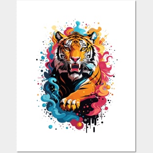 Color Splash Fierce Tiger Design Posters and Art